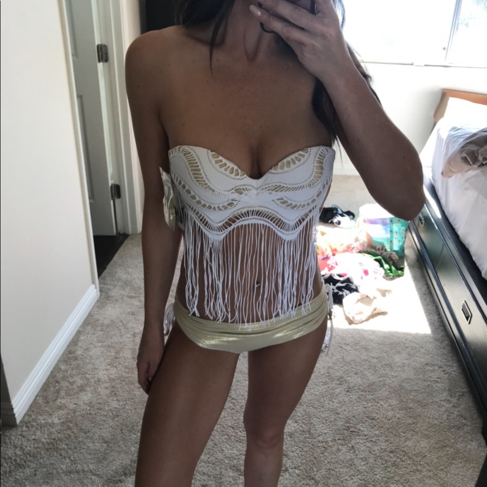 Luli Fama Buena onda fringe bikini top